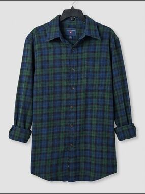 Saddlebred Blue and‎ Green Plaid Long-Sleeve Button-Down Shirt